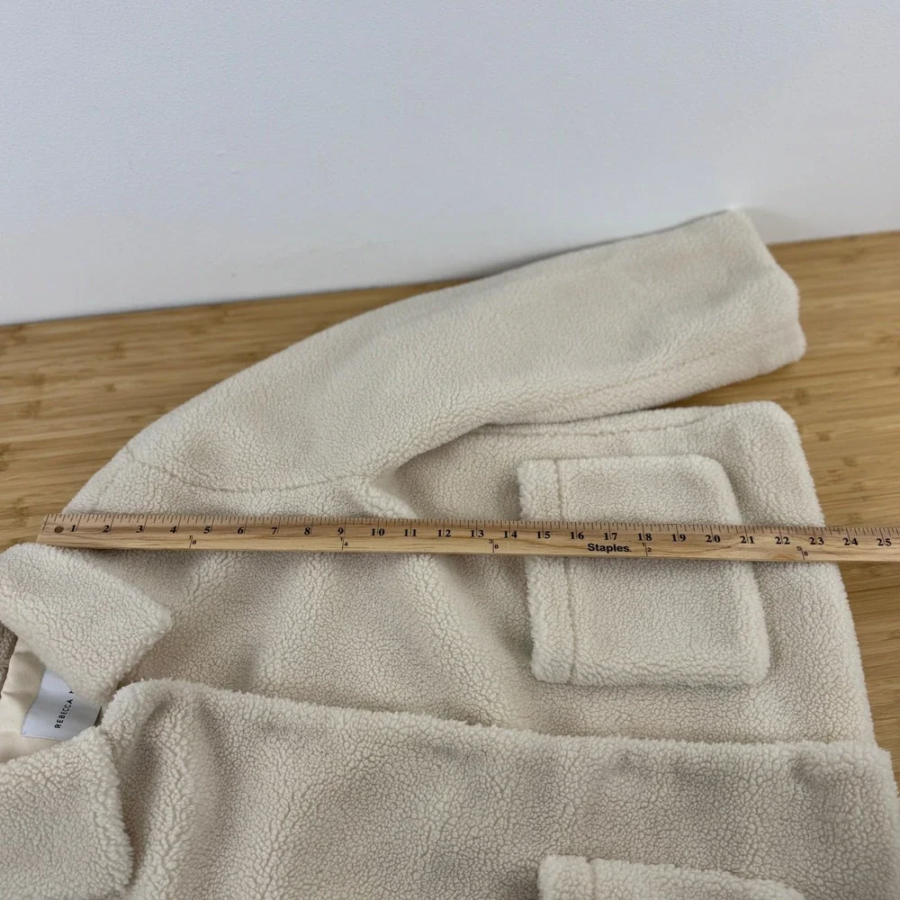 Rebecca Minkoff Sherpa Fleece Teddy Coat Cream Button‎ Front Pockets Women's S